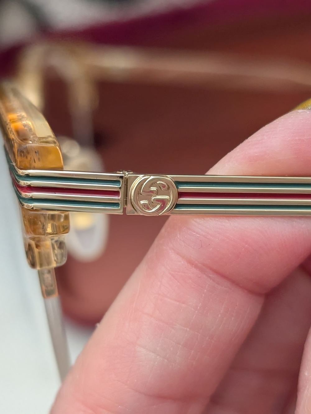 NWOT Gucci GG0201O Gold Glitter Half-Rim Women's Glasses - Picture 4 of 8